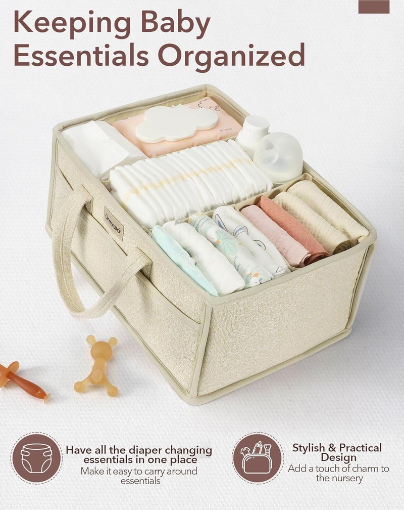 URMYWO Diaper Caddy Organizer - Portable Baby Diaper Caddy with Handle, Large Nursery Organizer Storage Basket for Newborn Essentials, Baby Registry Must Have Shower Gift for Home and Car Travel - Image 2